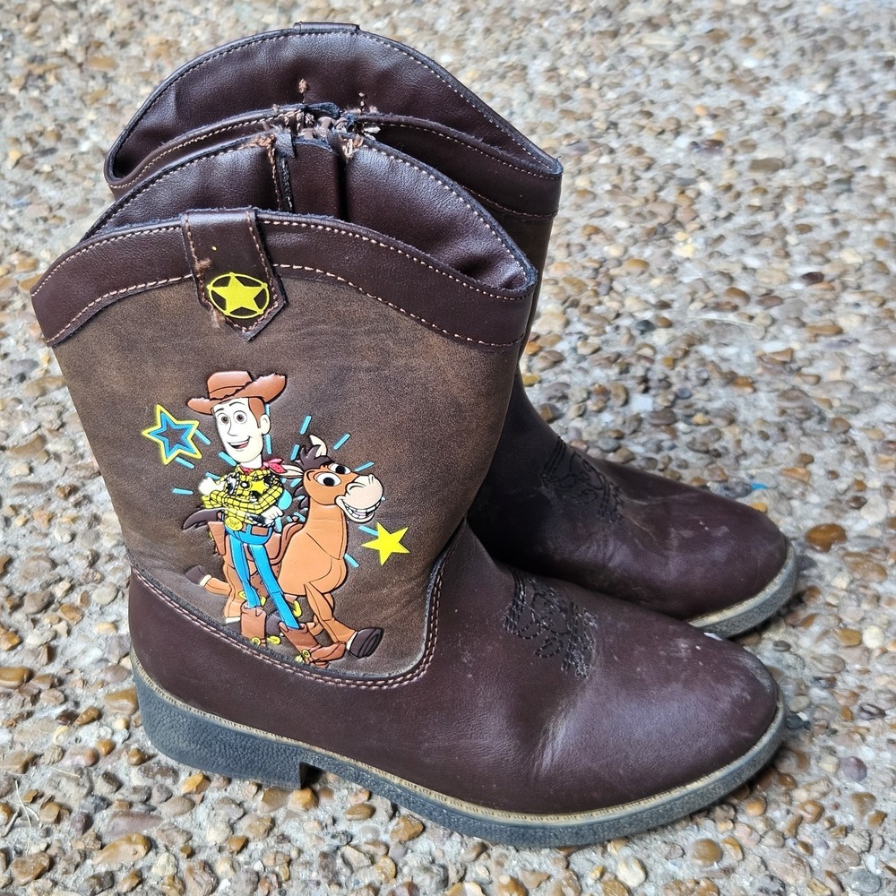 Disney‎ Pixar Toy Story Woody Bullseye Toddler Cowboy Boots Size 11 Brown